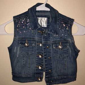 JUSTICE Denim Vest w/ 🌟 Rhinestone 🌟 Accents